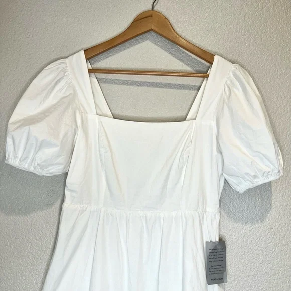 NWT Astr Puff Sleeve Poplin White Dress, S - Picture 4 of 10